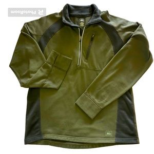 REI Men's 1/4 Zip Pull Over Fleece Thumb Hole Sleeves Jacket